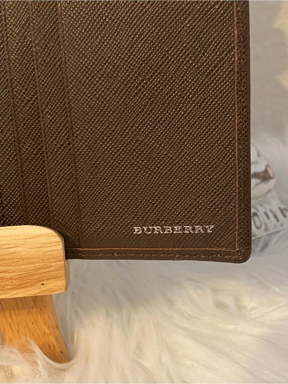Burberry Unisex Brown Plaid Textured Kiss Lock Wallet